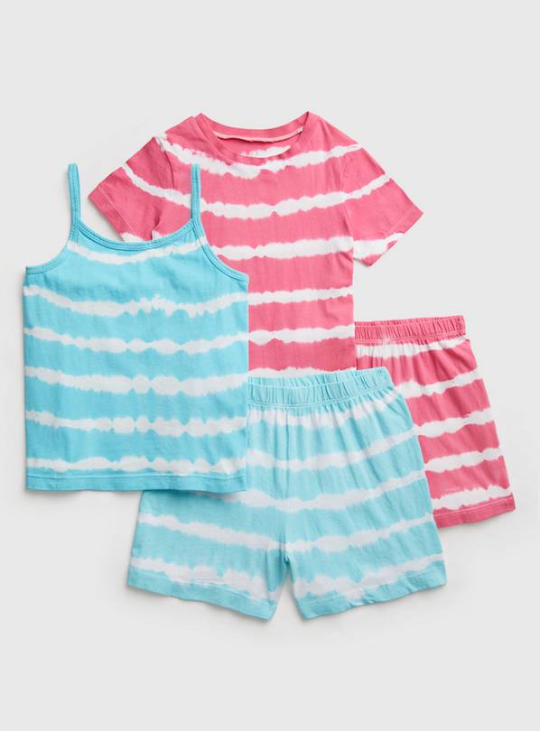 Pink & Blue Tie Dye Shortie Pyjamas 2 Pack - 3-4 years